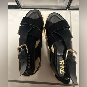 Zara leather platform sandals